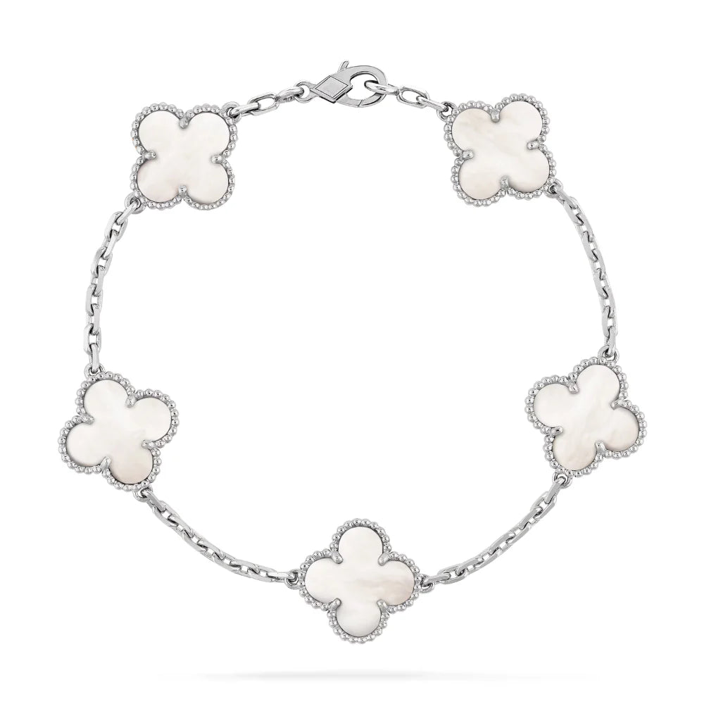 Pulsera Van Cleef Silver & White